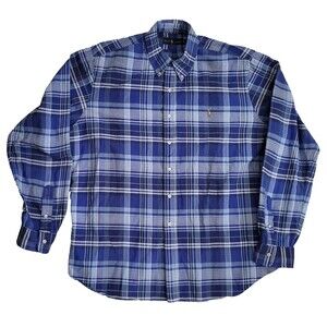 Polo Ralph Lauren Shirt Mens XXL Blue Plaid Flesh Pony Office Travel